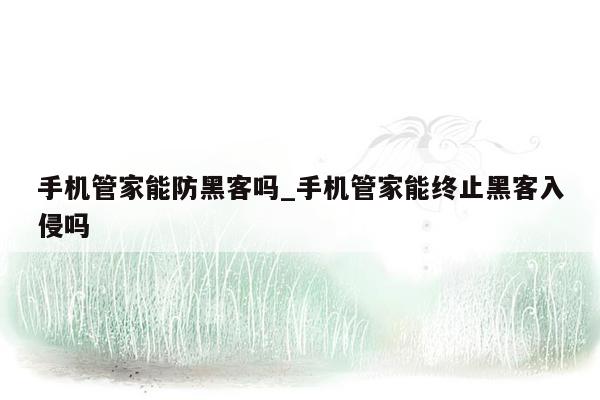 手机管家能防黑客吗_手机管家能终止黑客入侵吗