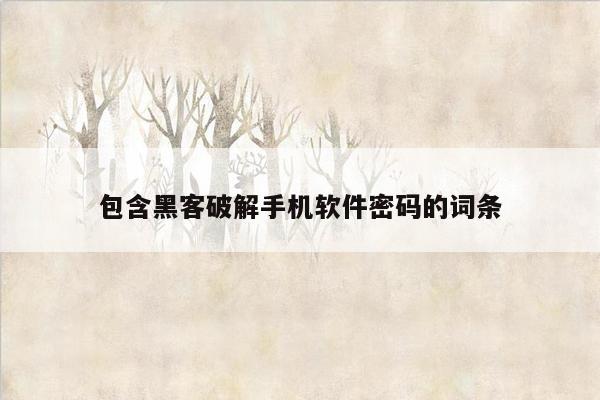 包含黑客破解手机软件密码的词条