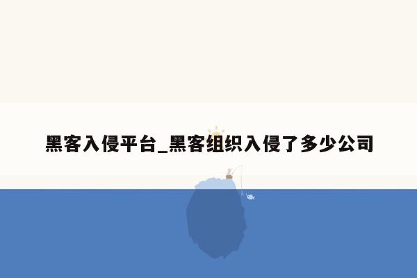 黑客入侵平台_黑客组织入侵了多少公司