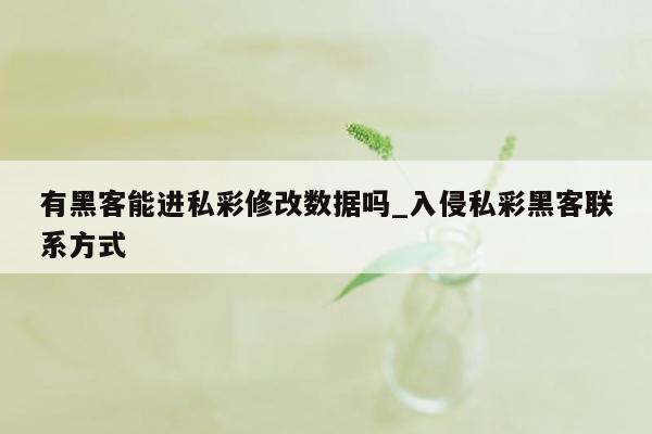 有黑客能进私彩修改数据吗_入侵私彩黑客联系方式
