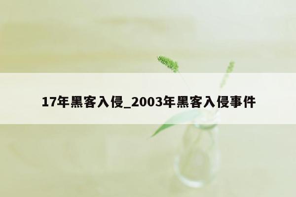 17年黑客入侵_2003年黑客入侵事件