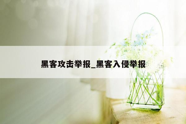 黑客攻击举报_黑客入侵举报