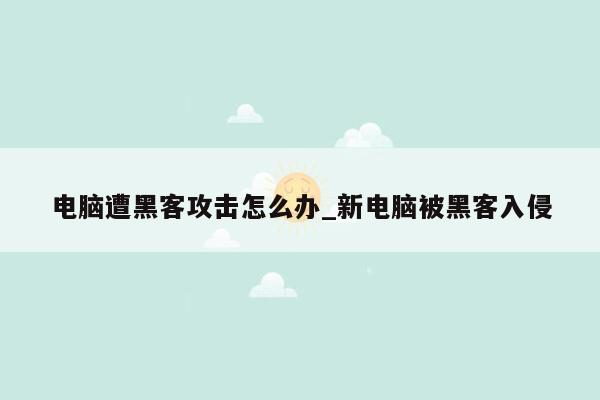 电脑遭黑客攻击怎么办_新电脑被黑客入侵