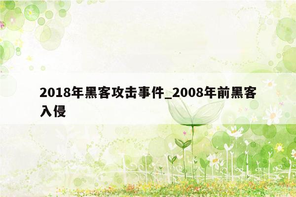 2018年黑客攻击事件_2008年前黑客入侵