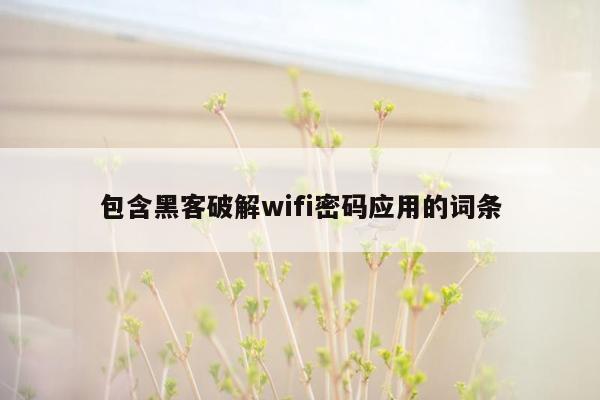 包含黑客破解wifi密码应用的词条