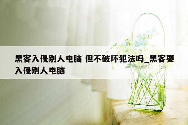 黑客入侵别人电脑 但不破坏犯法吗_黑客要入侵别人电脑