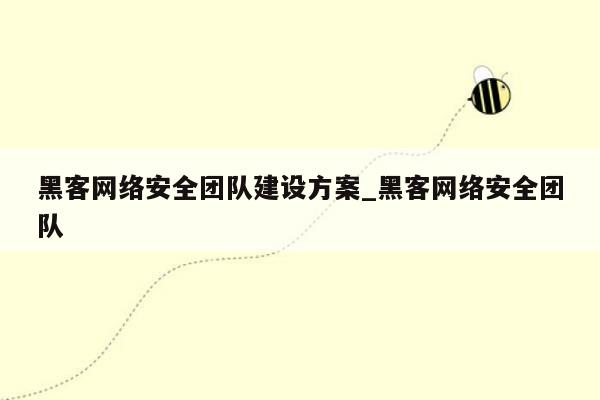 黑客网络安全团队建设方案_黑客网络安全团队