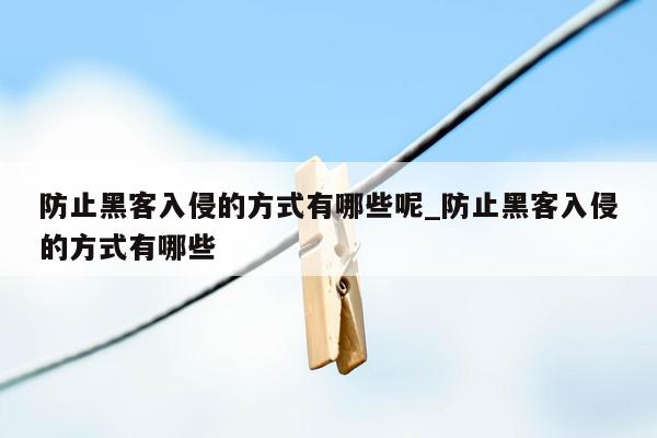 防止黑客入侵的方式有哪些呢_防止黑客入侵的方式有哪些