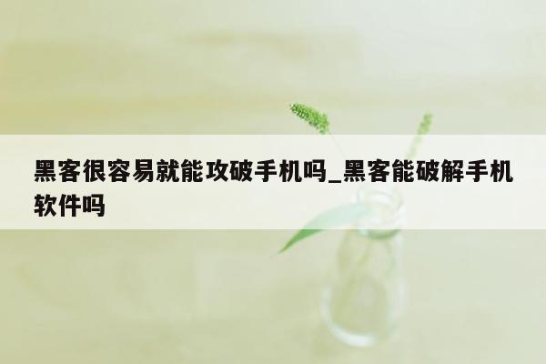 黑客很容易就能攻破手机吗_黑客能破解手机软件吗