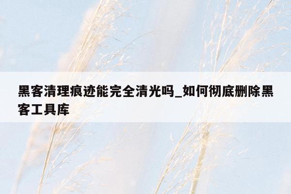 黑客清理痕迹能完全清光吗_如何彻底删除黑客工具库