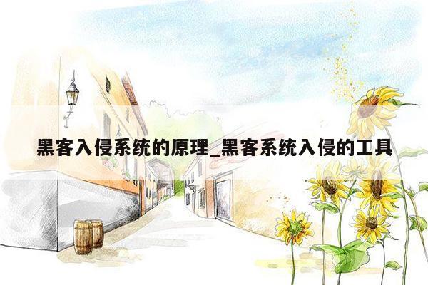 黑客入侵系统的原理_黑客系统入侵的工具