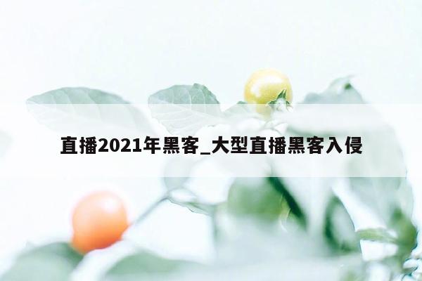 直播2021年黑客_大型直播黑客入侵