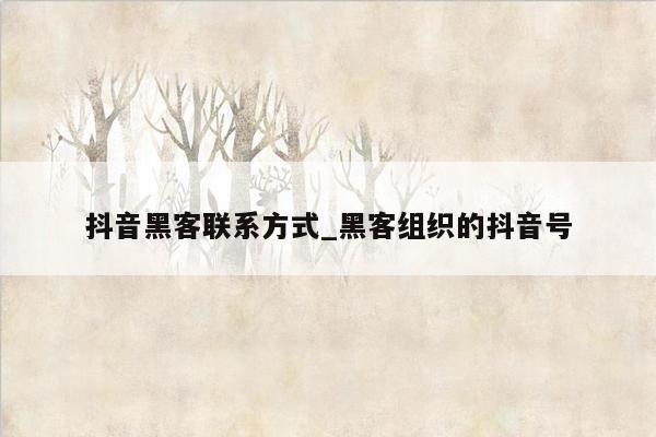 抖音黑客联系方式_黑客组织的抖音号