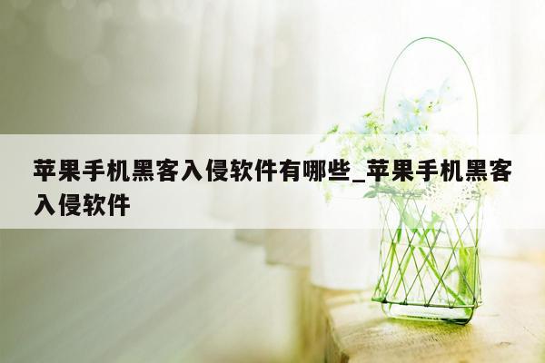 苹果手机黑客入侵软件有哪些_苹果手机黑客入侵软件