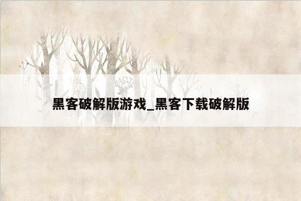 黑客破解版游戏_黑客下载破解版
