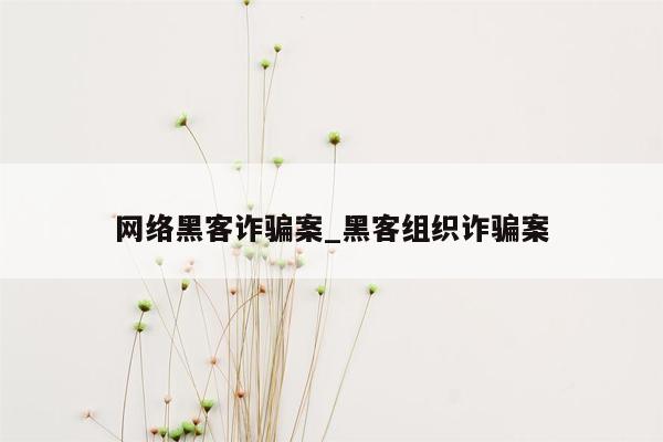 网络黑客诈骗案_黑客组织诈骗案