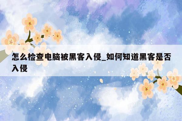 怎么检查电脑被黑客入侵_如何知道黑客是否入侵