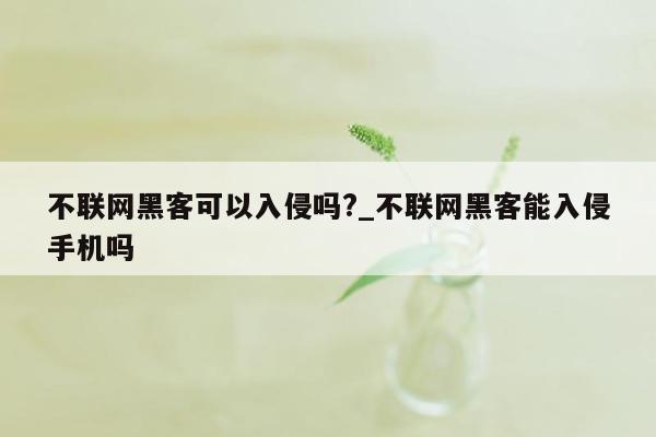 不联网黑客可以入侵吗?_不联网黑客能入侵手机吗