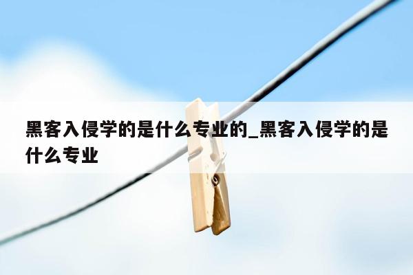 黑客入侵学的是什么专业的_黑客入侵学的是什么专业