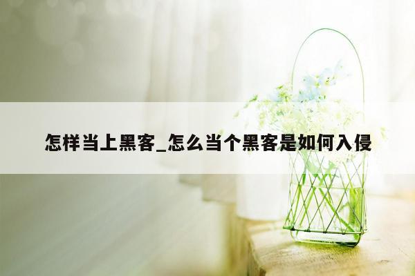 怎样当上黑客_怎么当个黑客是如何入侵